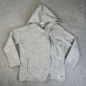 The North Face Hoodie Womens XS Heather‎ Grey Crescent Wrap Fleece Jacket